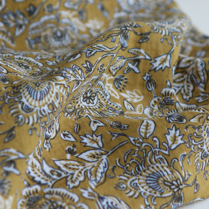 Mehar - Double gaze de coton motif façon indien curry