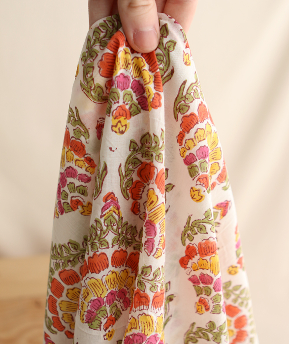 Ravi - Tissu indien coton hand block traditionnel