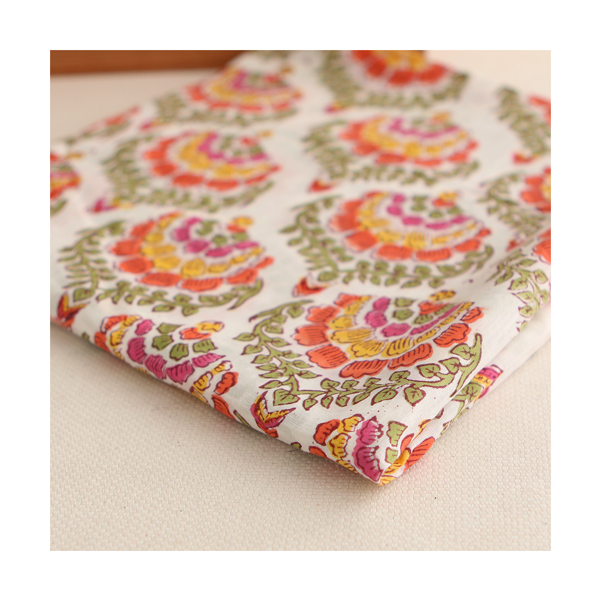 Ravi - Tissu indien coton hand block traditionnel