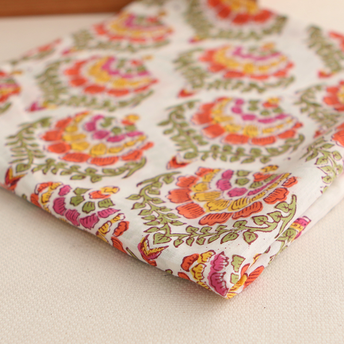 Ravi - Tissu indien coton hand block traditionnel