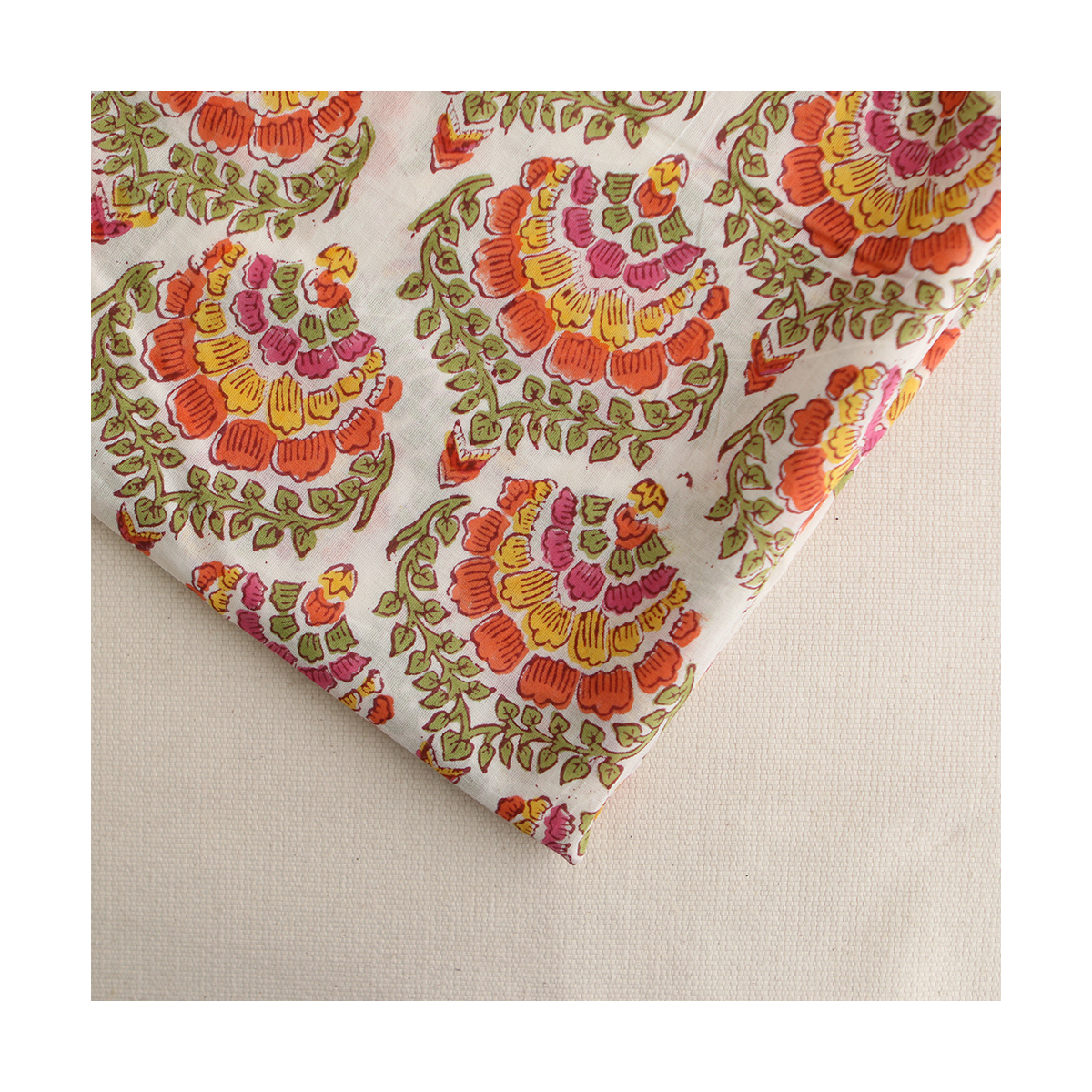 Ravi - Tissu indien coton hand block traditionnel