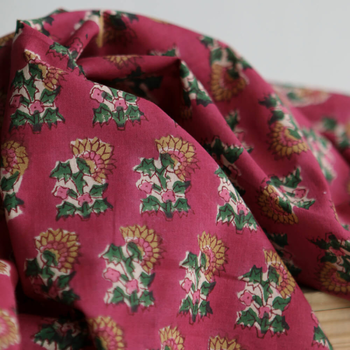 Sharmila B - Tissu indien en coton imprimé main Hand Block