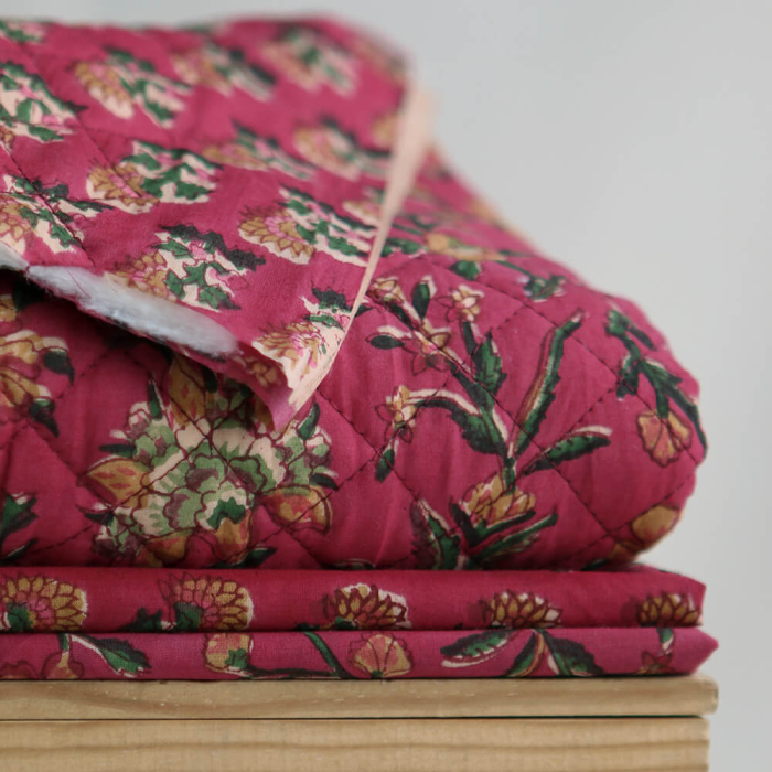 Sharmila B - Tissu indien en coton imprimé main Hand Block