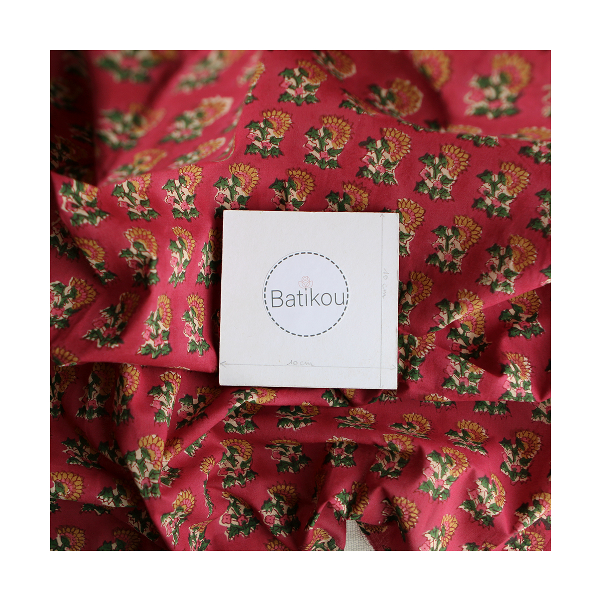 Sharmila Tissu Indien rose magenta vintage Coton - Artisanal Hand Block