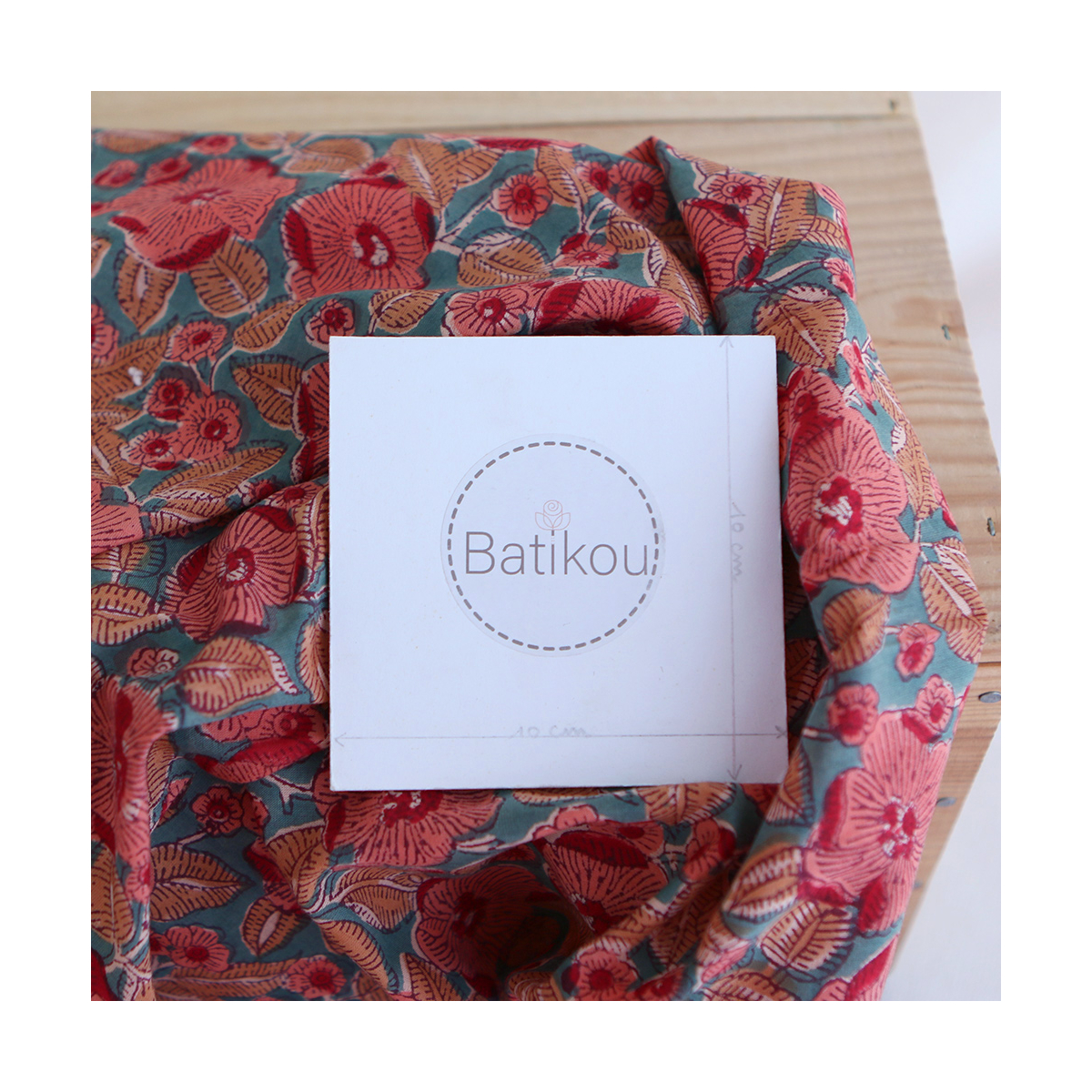 Sahar - Tissu indien coton hand block traditionnel Teal