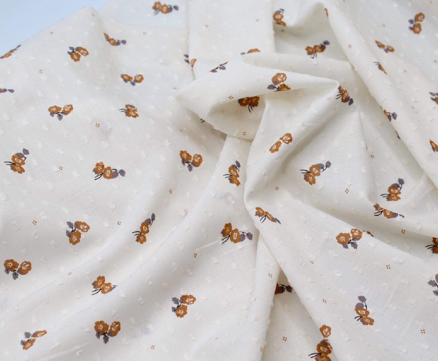 Plumetis de coton écru imprimé exclusif Hana Tissus issus de l'agriculture biologique  - 3