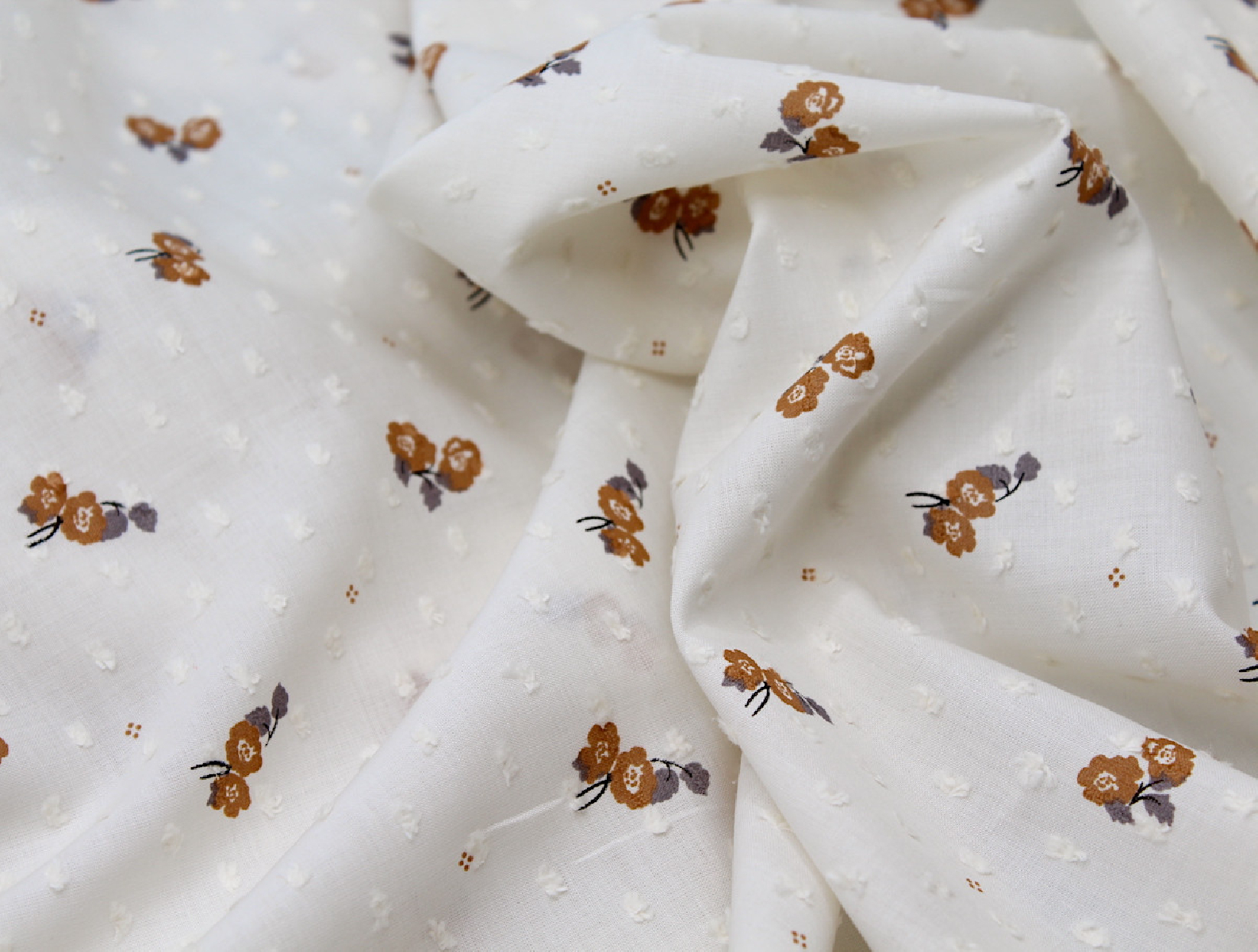 Plumetis de coton écru imprimé exclusif Hana Tissus issus de l'agriculture biologique  - 4