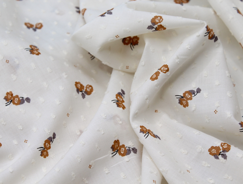Plumetis de coton écru imprimé exclusif Hana Tissus issus de l'agriculture biologique  - 4