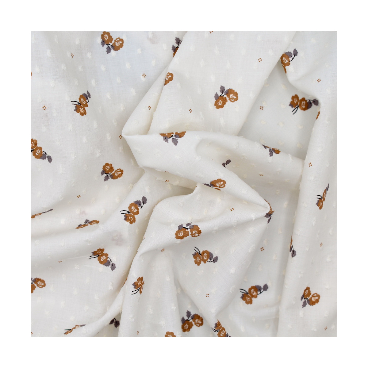 Plumetis de coton écru imprimé exclusif Hana Tissus issus de l'agriculture biologique  - 5