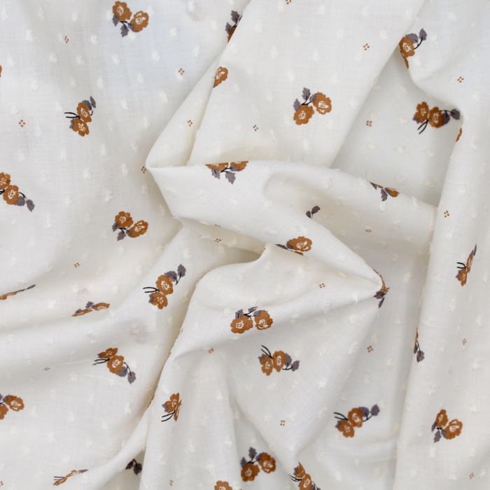 Plumetis de coton écru imprimé exclusif Hana Tissus issus de l'agriculture biologique  - 5