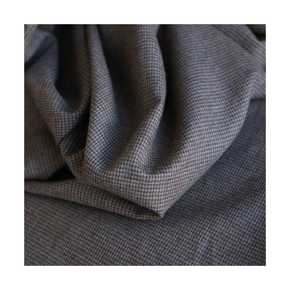 Coco - Coton gratté doux tissage mini pied de poule (pied de puce) Marron