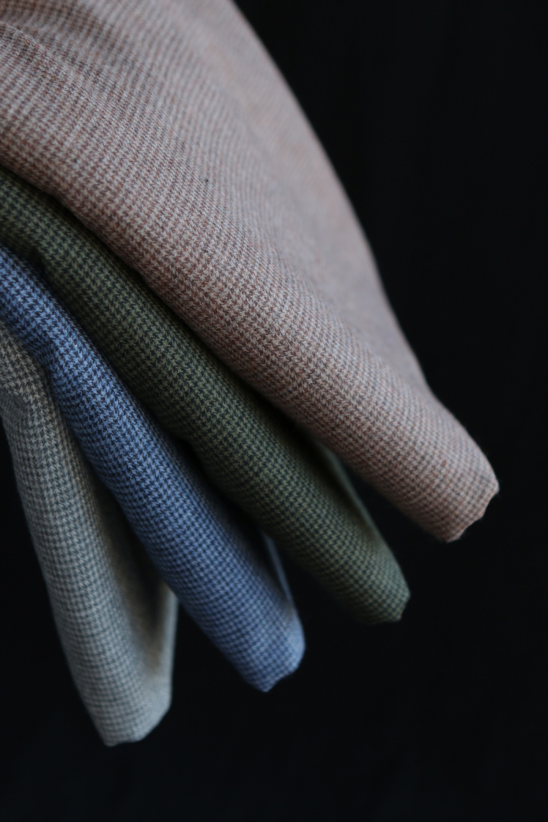 Coco - Coton gratté doux tissage mini pied de poule (pied de puce) Marron