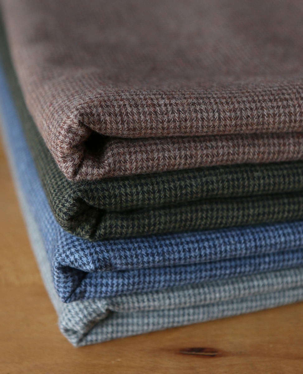 Coco - Coton gratté doux tissage mini pied de poule (pied de puce) Marron