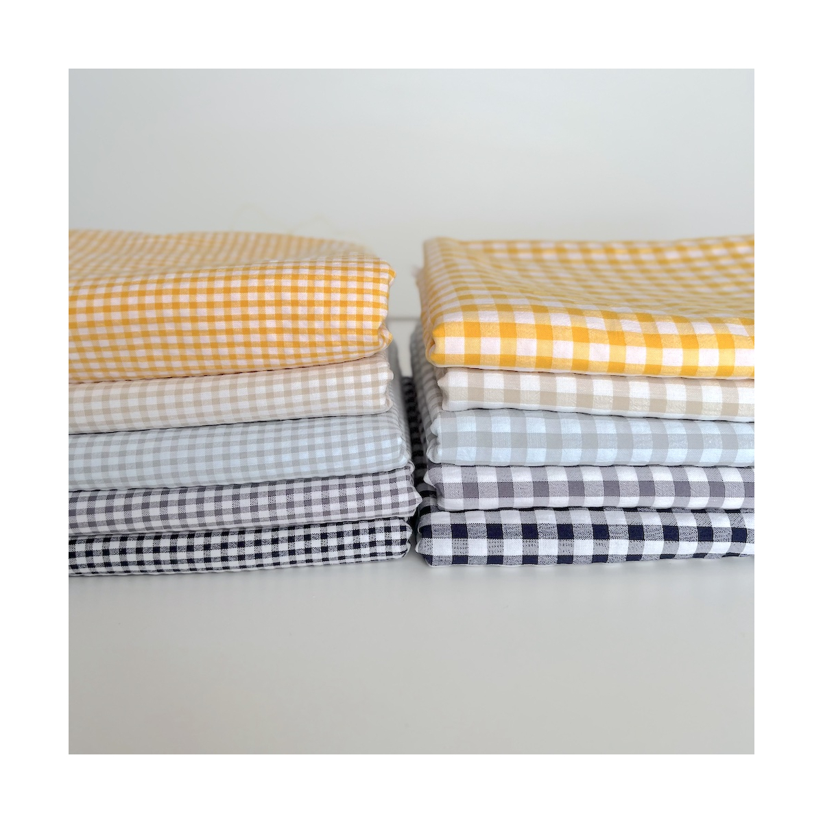 Seersucker / Coton gaufré vichy mini 3mm biscuit / blanc Batikou - 9