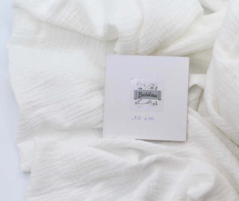 Double gaze de coton BIO unie blanc cassé Tissus issus de l'agriculture biologique  - 3