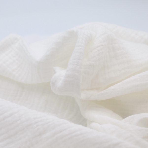 Double gaze de coton BIO unie blanc cassé Tissus issus de l'agriculture biologique  - 1