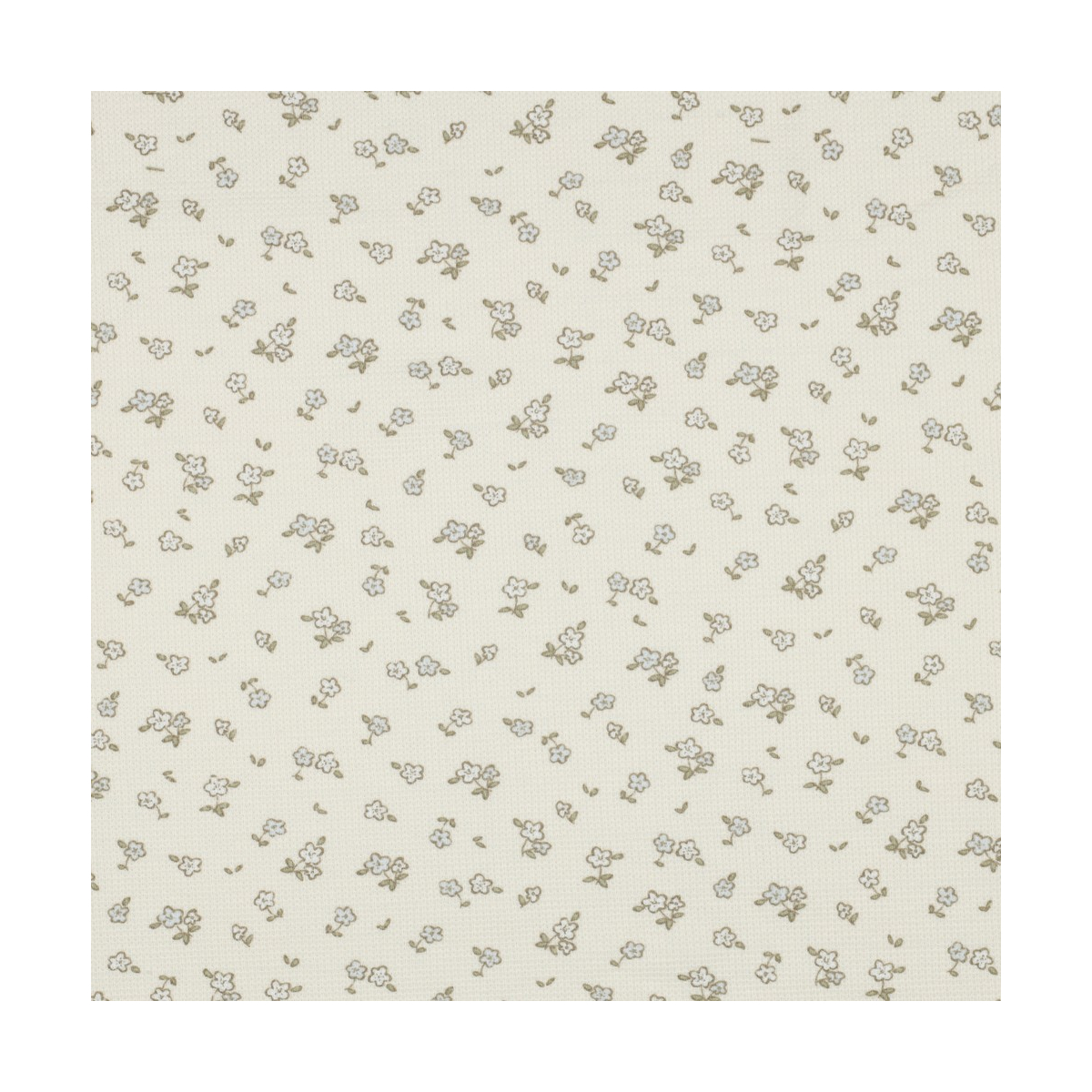 Jersey coton côtes fines à motif petit fleuri fond écru