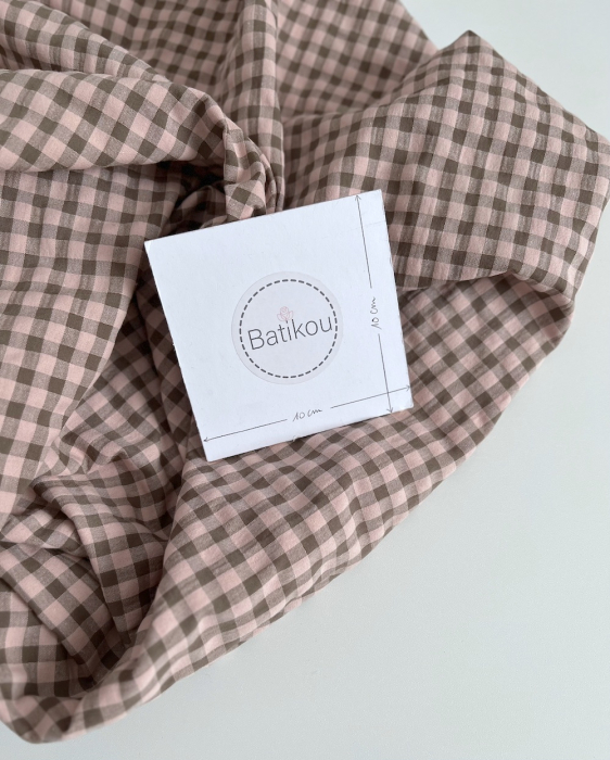 Seersucker / Coton gaufré vichy kaki / nude Batikou - 2