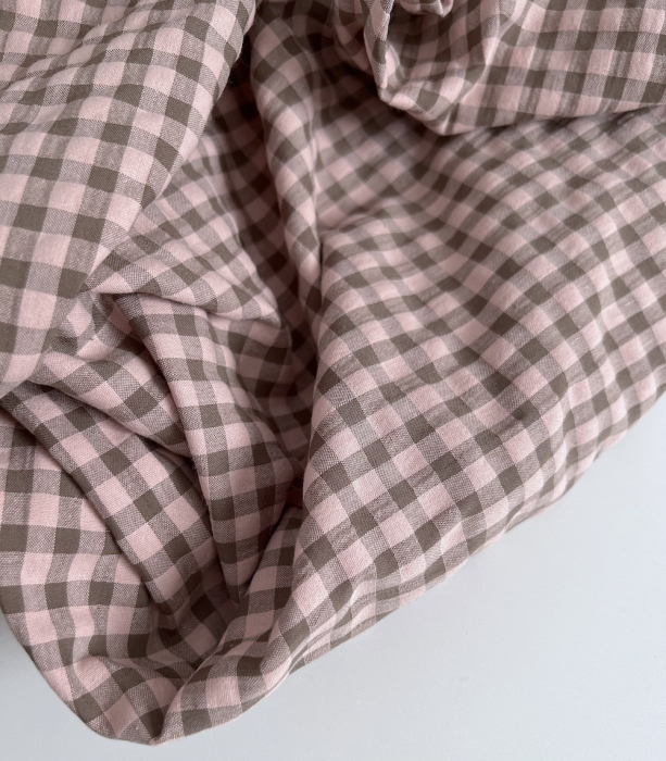 Seersucker / Coton gaufré vichy kaki / nude Batikou - 4