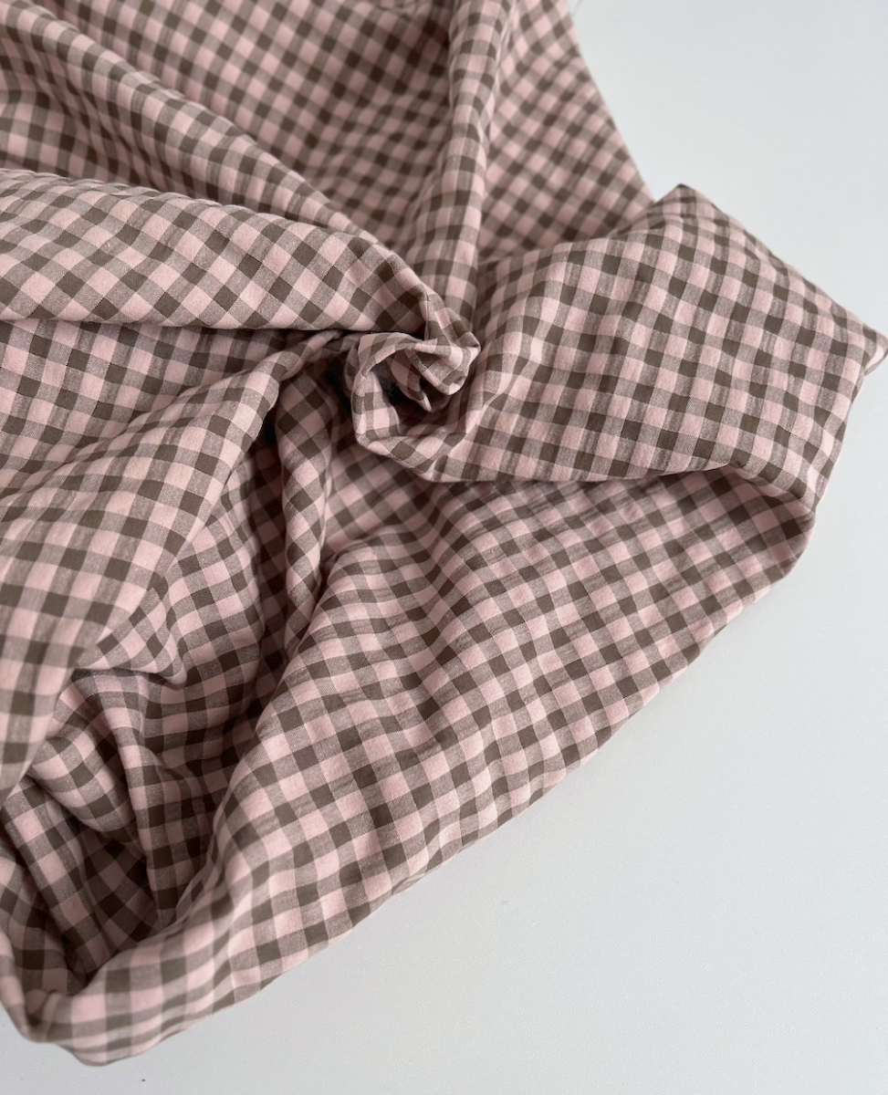 Seersucker / Coton gaufré vichy kaki / nude Batikou - 5