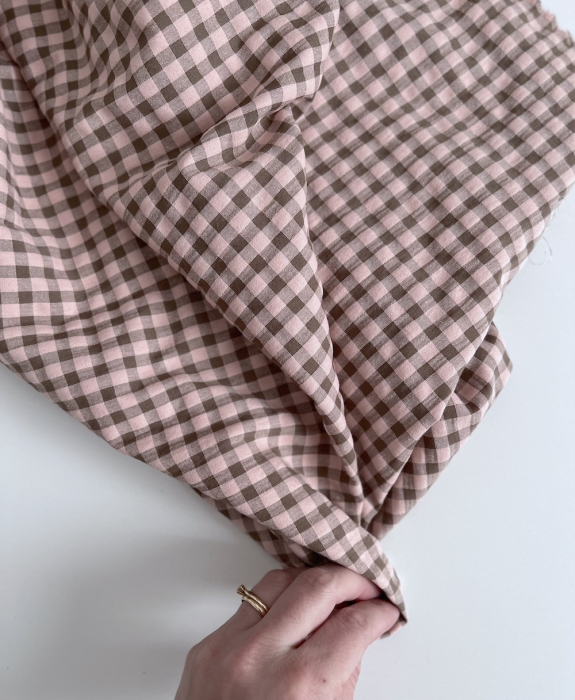 Seersucker / Coton gaufré vichy kaki / nude Batikou - 6