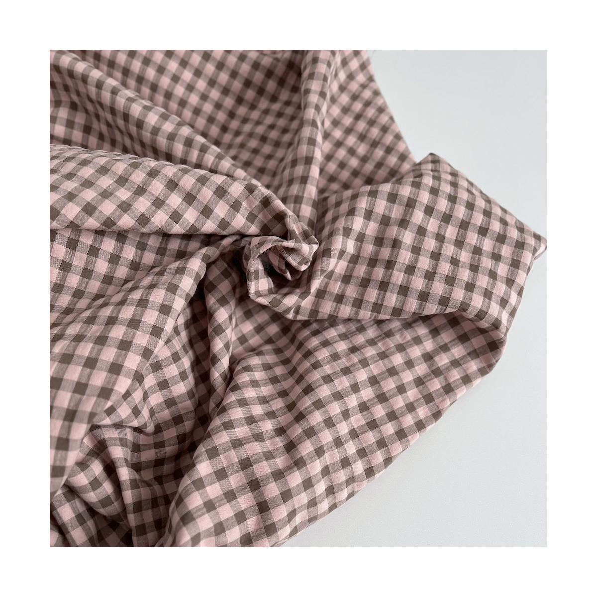 Seersucker / Coton gaufré vichy kaki / nude Batikou - 1