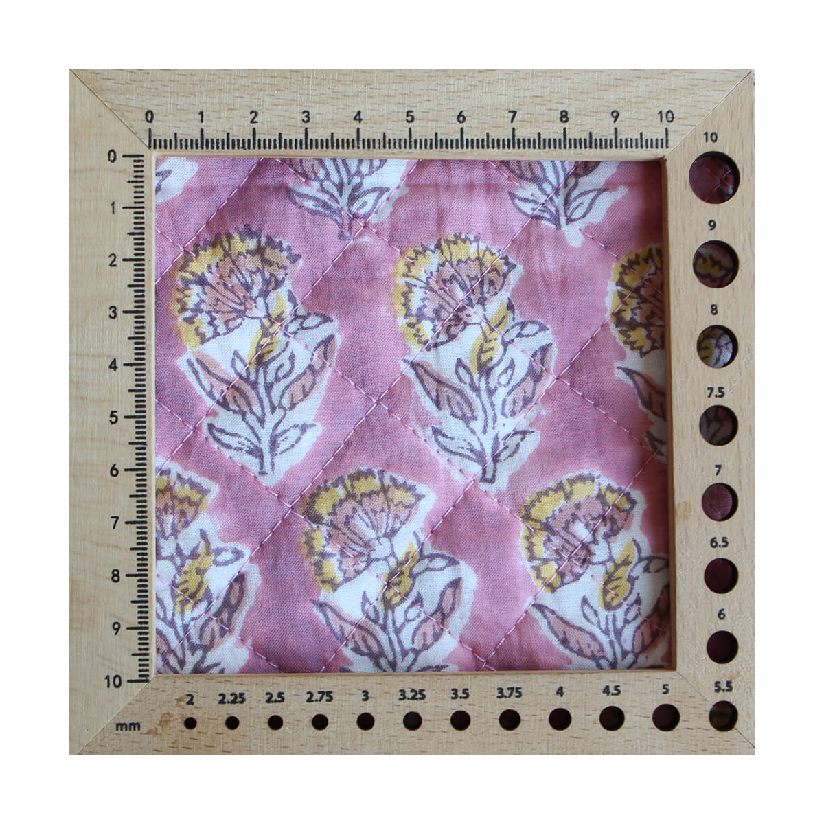 Ishara - Tissu indien matelassé double face coton hand block largeur 100cm