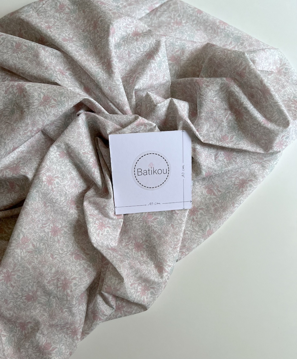 Lola - Batiste de coton bio SILKYNE à imprimé fleuri pastel clair Tissus issus de l'agriculture biologique  - 6