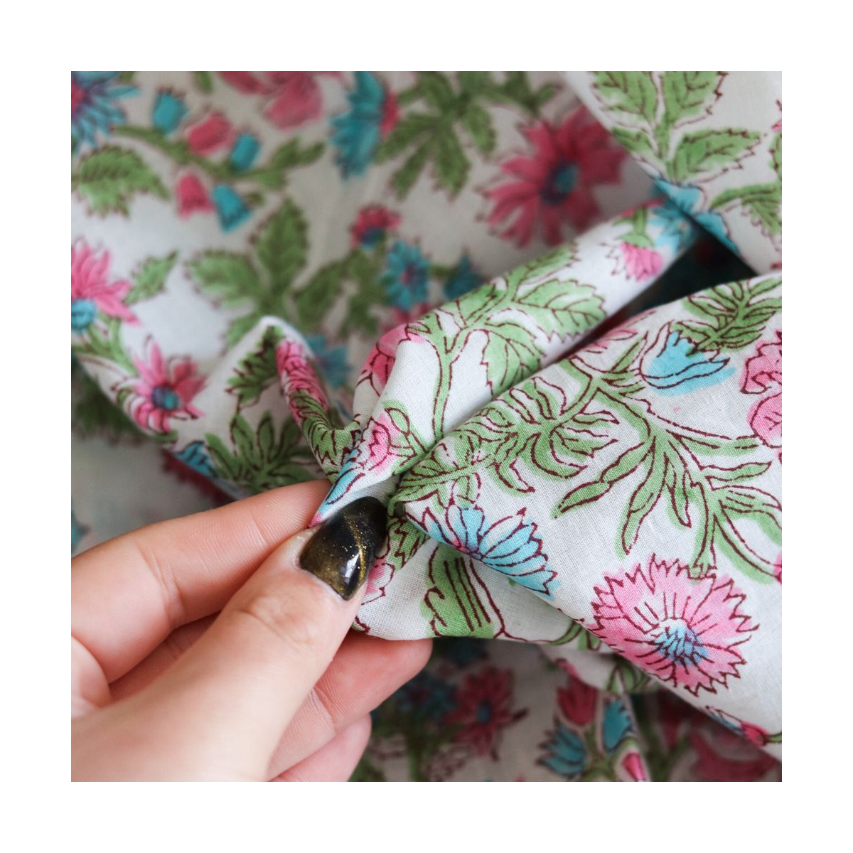 Sanjay - Tissu indien coton hand block traditionnel