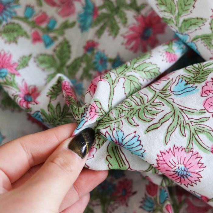 Sanjay - Tissu indien coton hand block traditionnel