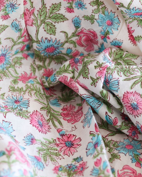 Sanjay - Tissu indien coton hand block traditionnel 2