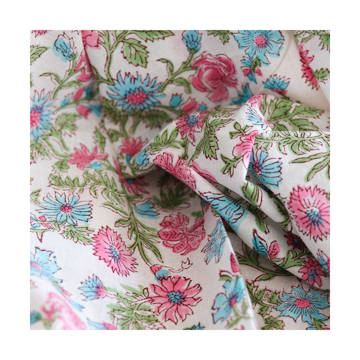 Sanjay - Tissu indien coton hand block traditionnel