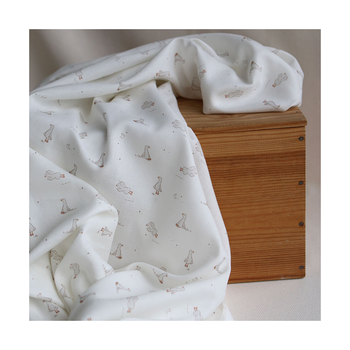 Anatole - Tissu sergé / twill fin coton organique imprimé petites oies