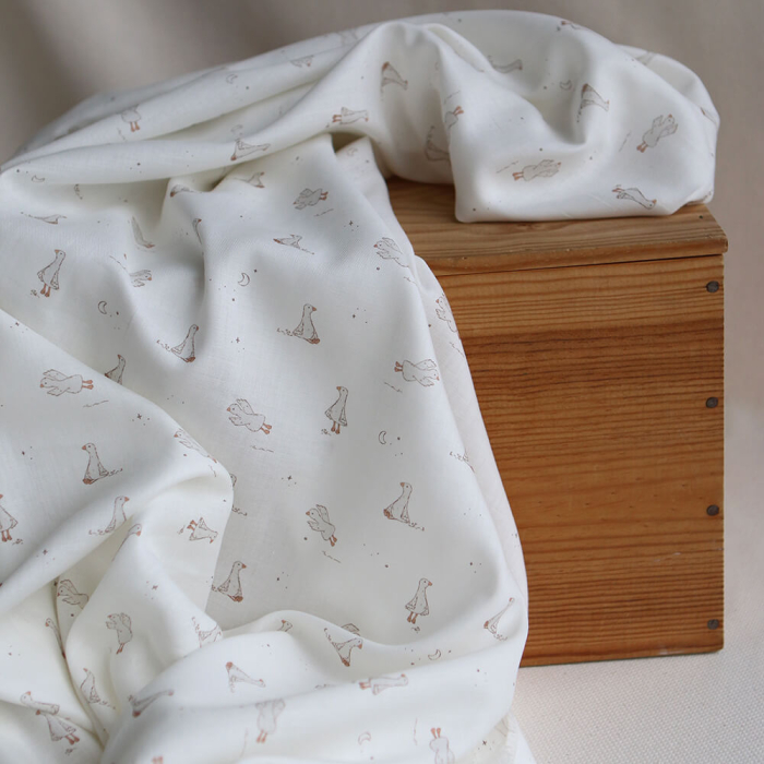 Anatole - Tissu sergé / twill fin coton organique imprimé petites oies