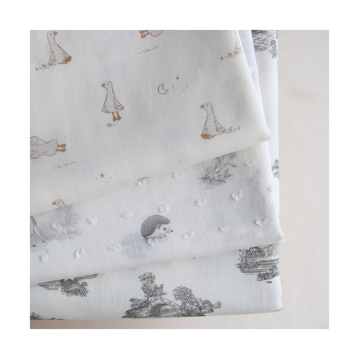 Anatole - Tissu sergé / twill fin coton organique imprimé petites oies