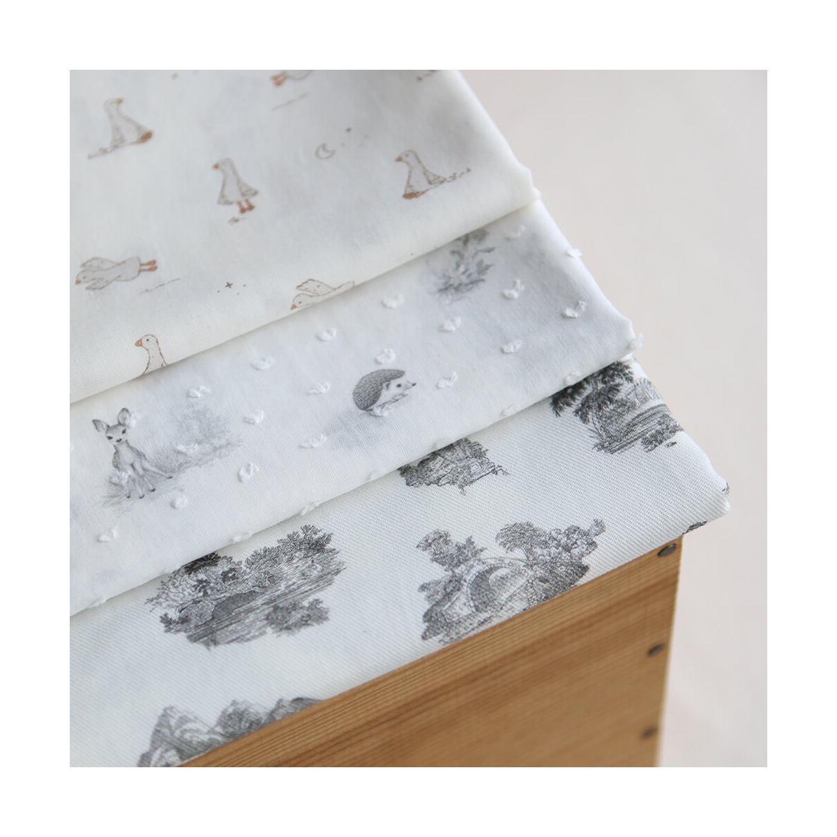 Anatole - Tissu sergé / twill fin coton organique imprimé petites oies