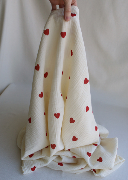 copy of Manou - Double gaze de coton BIO exclusif écru à motif coeurs 2