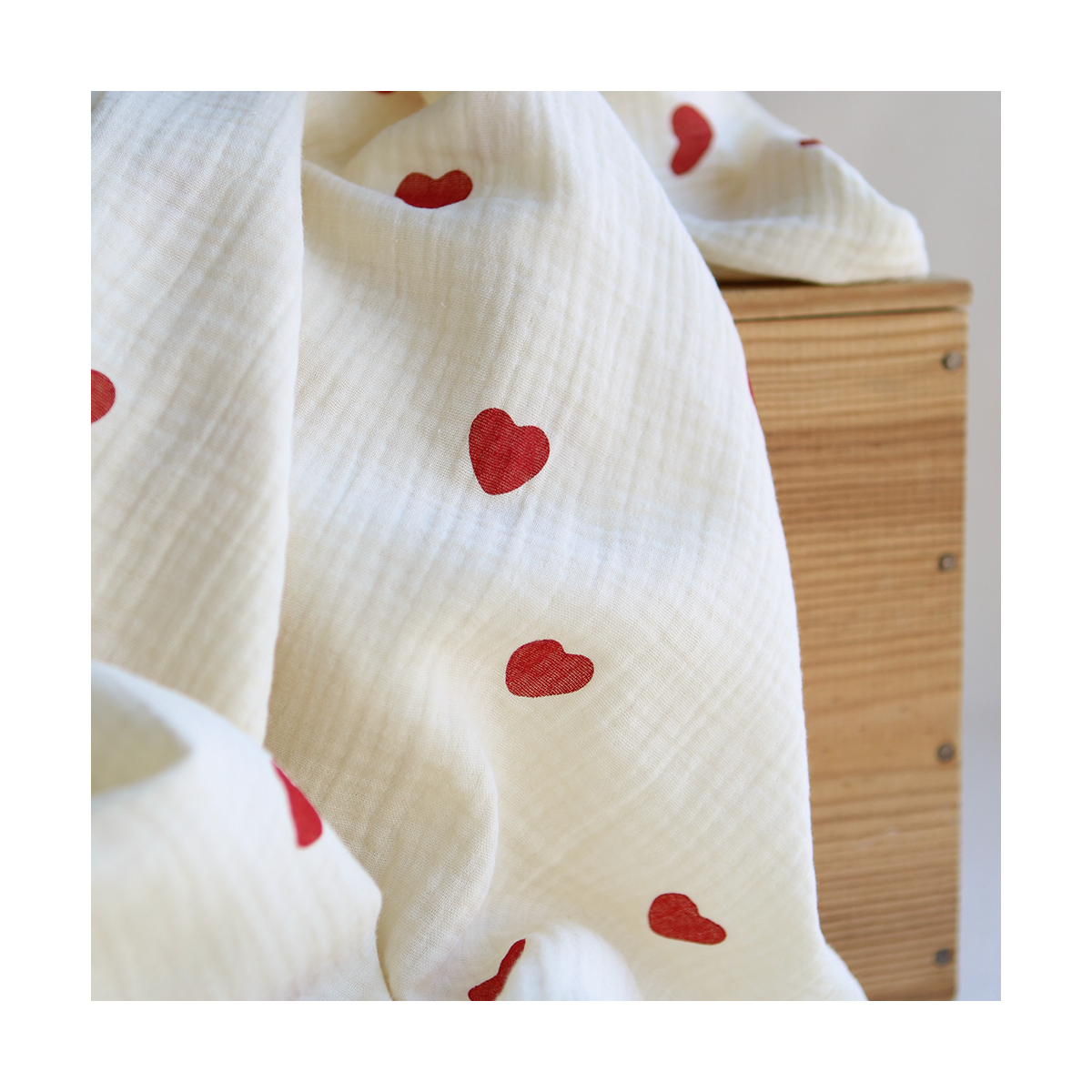 copy of Manou - Double gaze de coton BIO exclusif écru à motif coeurs