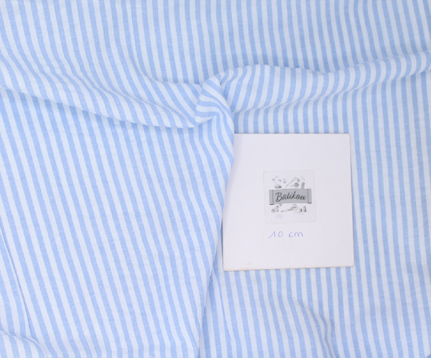 Coton gaufré à rayures coloris bleu clair Qualité Oeko-tex - 3