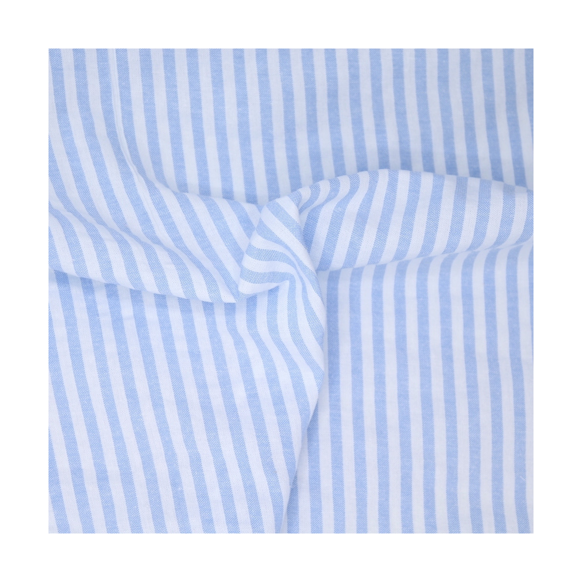 Coton gaufré à rayures coloris bleu clair Qualité Oeko-tex - 1