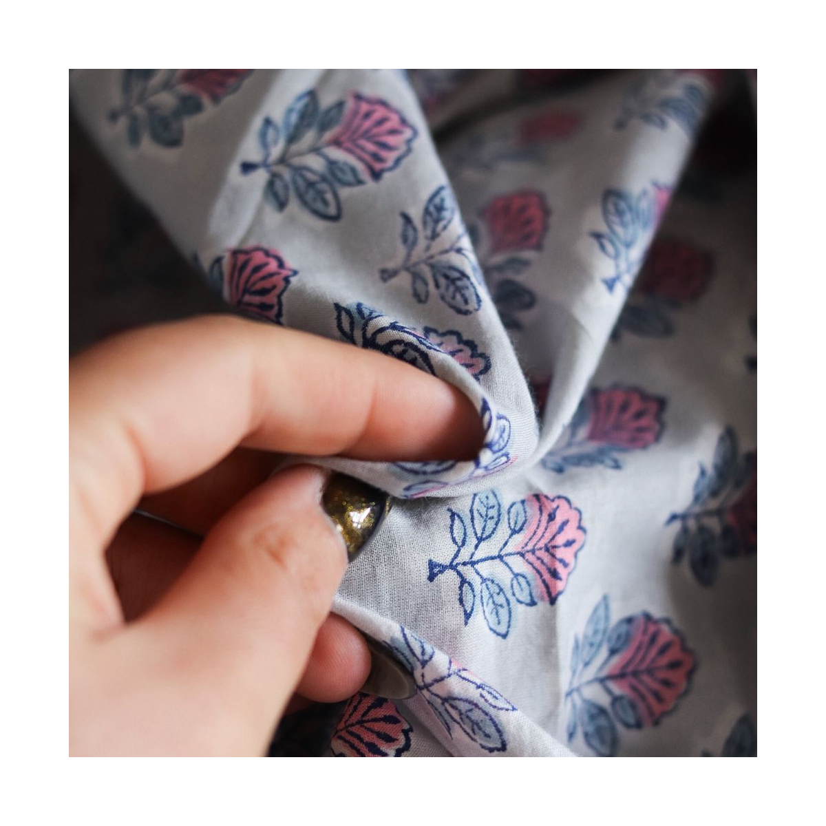 Abila B - Tissu indien coton hand block traditionnel