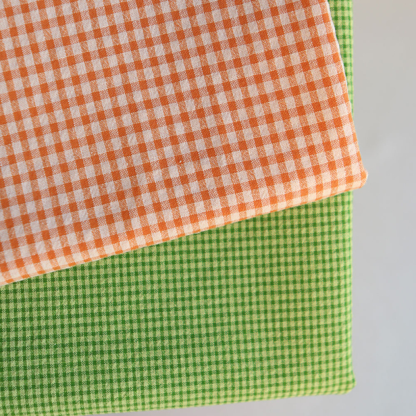 Seersucker / Coton gaufré mini vichy 3mm Carotte cake 2