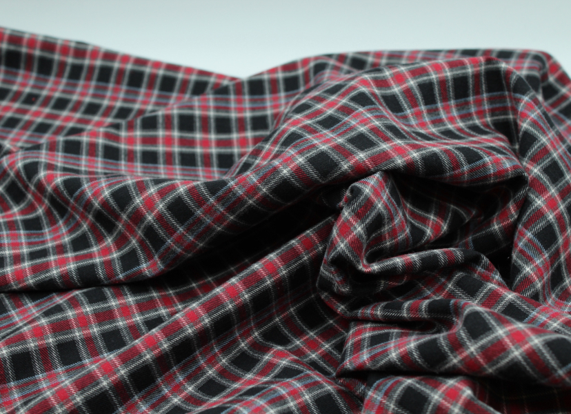 Tissu sergé de coton gratté organique imprimé tartan 2