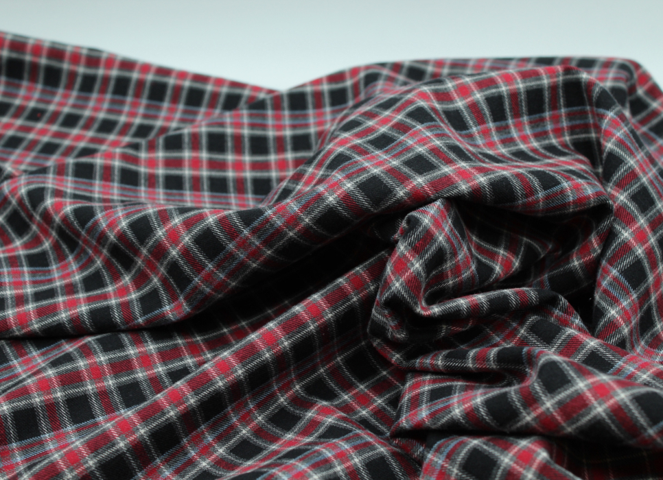 Tissu sergé de coton gratté organique imprimé tartan