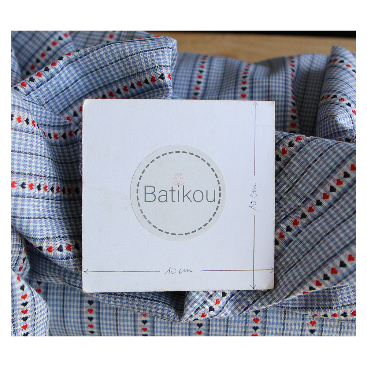 Amore - Tissu coton vichy jacquard avec rayures et petits coeurs