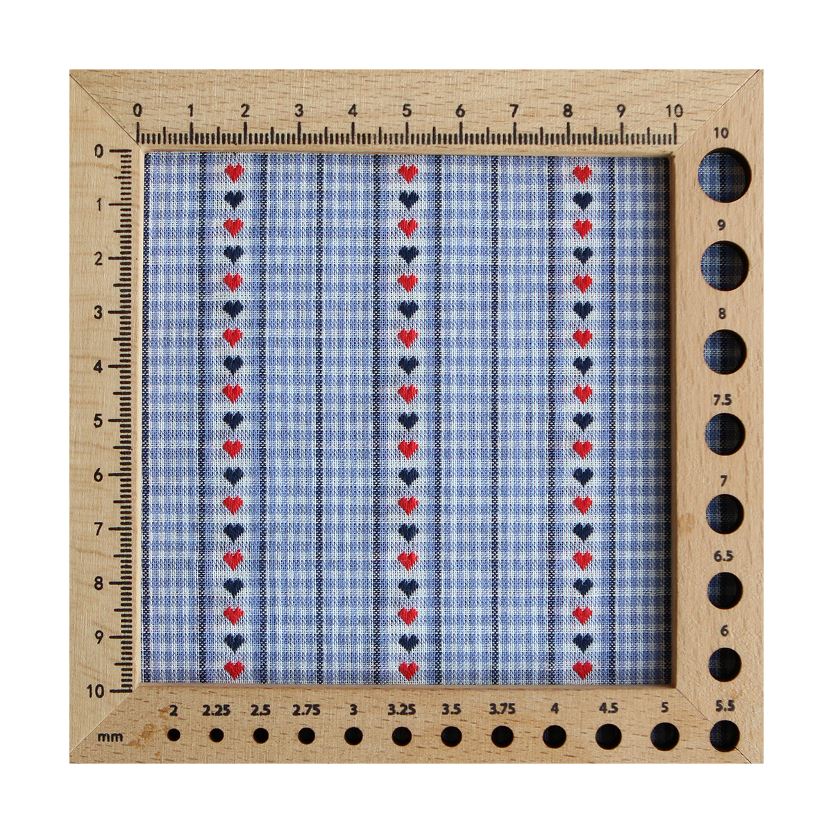 Amore - Tissu coton vichy jacquard avec rayures et petits coeurs