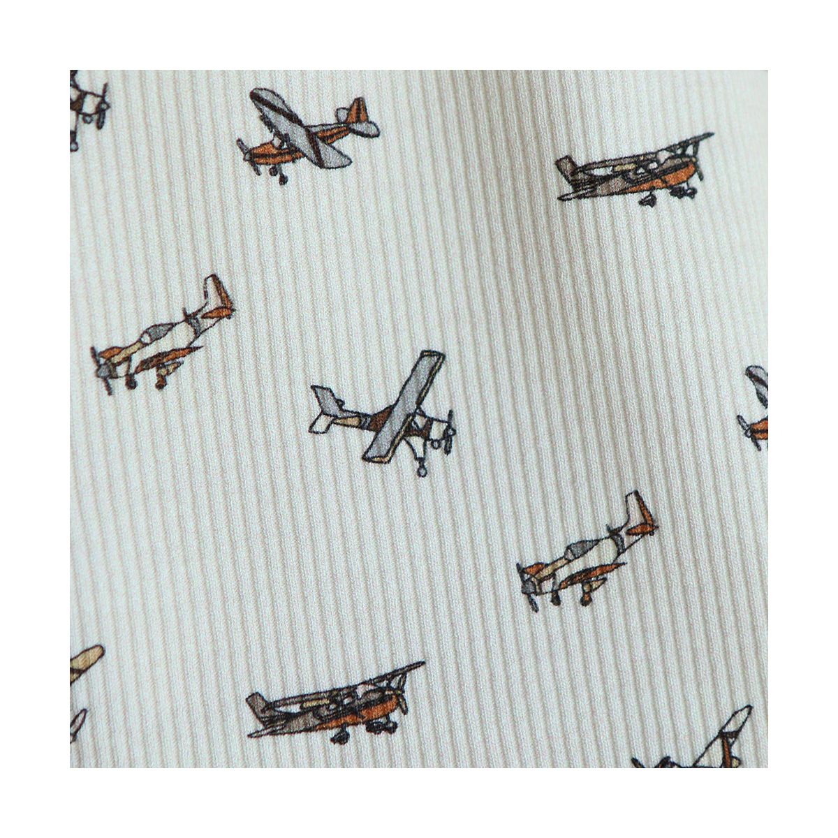 Jersey coton côtes fines à motif aviateur