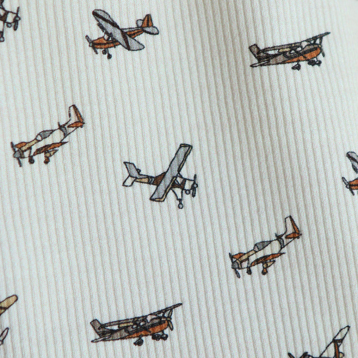 Jersey coton côtes fines à motif aviateur