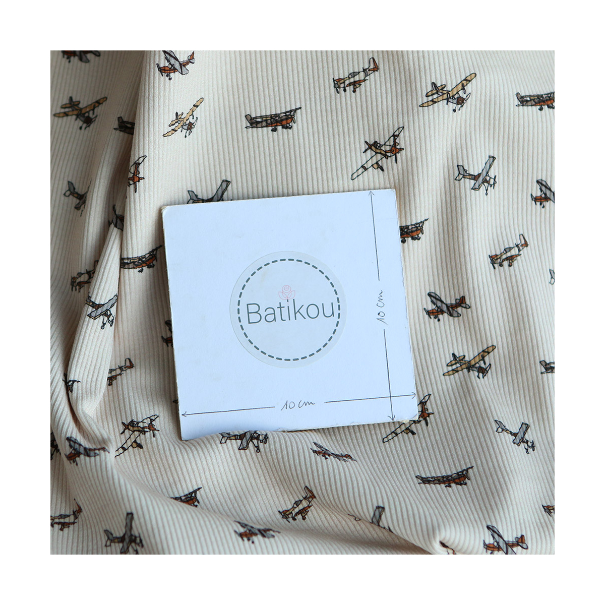 Jersey coton côtes fines à motif aviateur