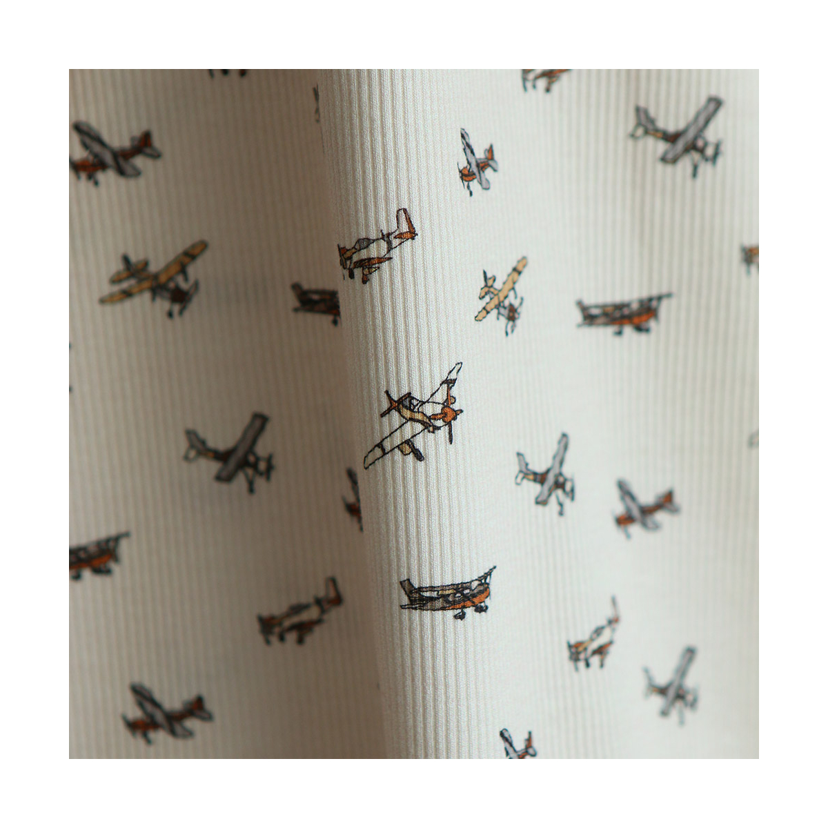 Jersey coton côtes fines à motif aviateur